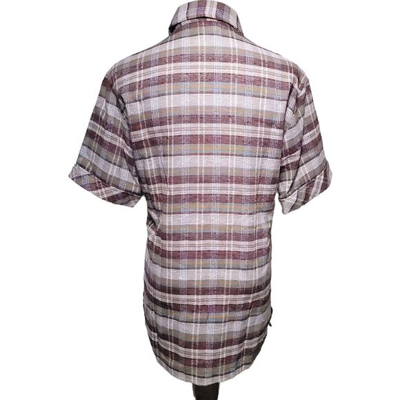 Kennington LTD California Vintage Button Up Shirt Striped Plaid Retro Mens 15.5 - Picture 3 of 9